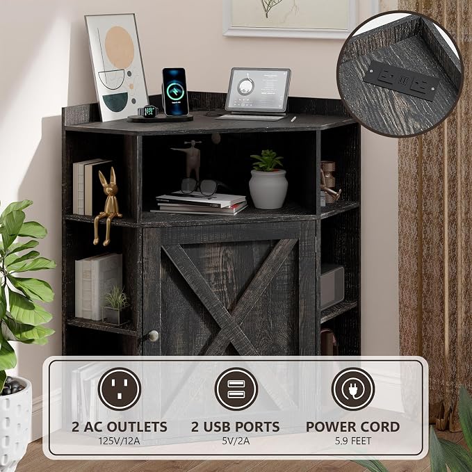 Vabches Corner Cabinet, Corner Storage Shelf - Image 3