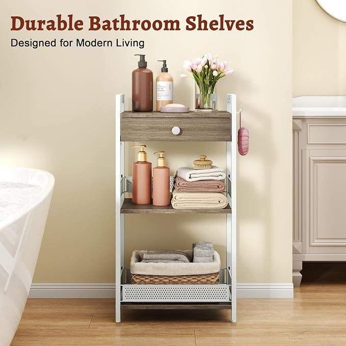 FAVOOSTY 3-Tier Bathroom Ladder Shelf Floor Storage Shelf - Image 4