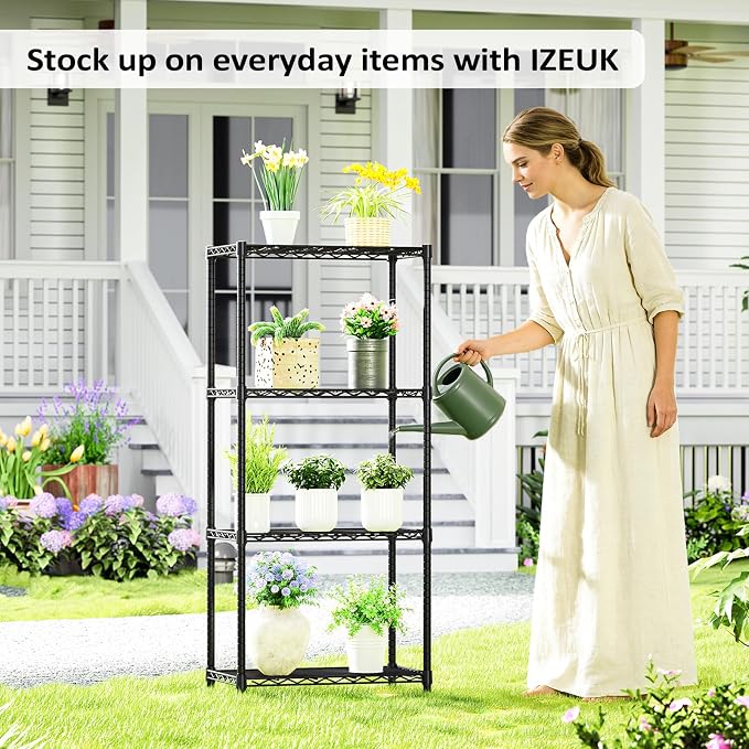 4 Tier Wire Shelf, 1000 LBS Black Wire Shelving Unit - Image 8