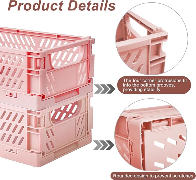 6 Pack Mini Foldable Small Plastic Baskets - Image 3