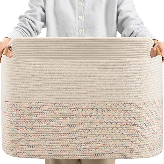 danpinera 108L Large Basket for Living Room, Boho Decorative Basket Organizing by danpinera