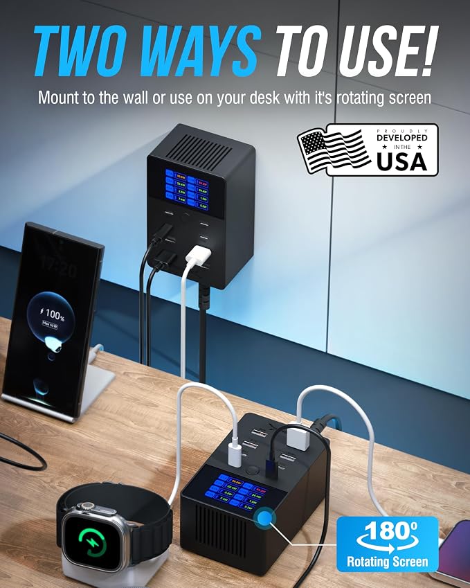 SABRENT VOLTIK Charging Station, 252W 8-Port USB C and USB A Desktop Charger - Image 5