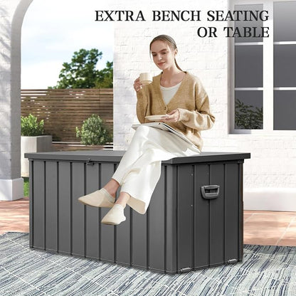 Domi 120 Gallon Deck Box, Metal Outdoor Storage Box - Image 7