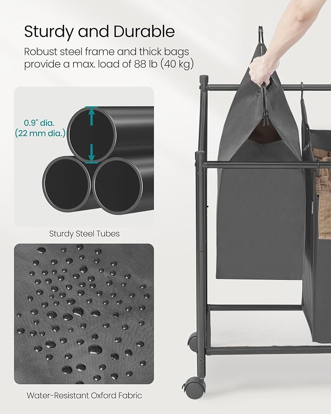 SONGMICS Rolling Laundry Sorter Basket - Image 6