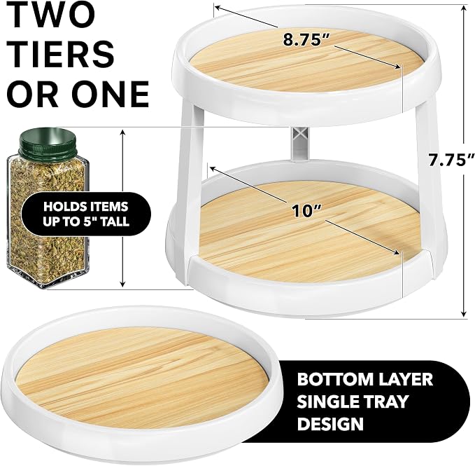 Simple Houseware 2-Tier Lazy Susan Spice Organizer, 10-Inch Diameter - Image 2