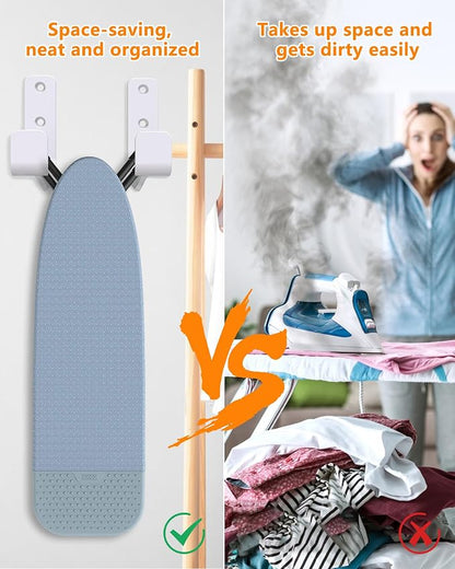 2PCS Ironing Board Holder Wall Mount White, Stainless Steel Ironing Board Hanger - Image 5