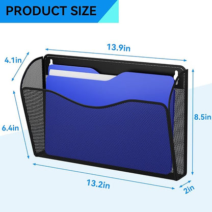 3 Single Pocket Wall File Holder, Mesh Hanging File Folder Paper Organizer - Image 3