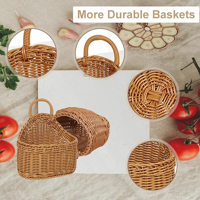 2Pcs Hanging Storage Baskets, Plastic Woven Hanging Basket - Image 3