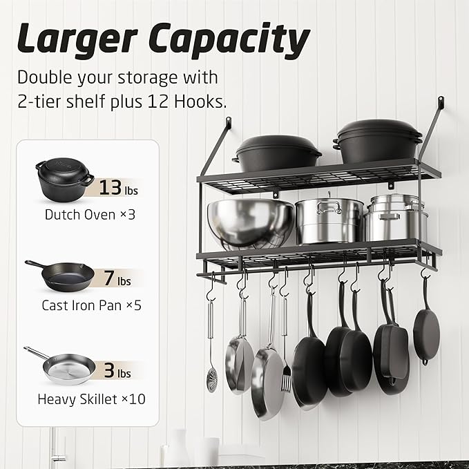 KES 30-Inch Kitchen Pot Rack - Image 2