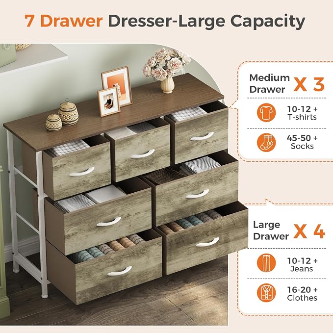 Sweetcrispy 7 Drawer Dresser for Bedroom Storage - Image 4