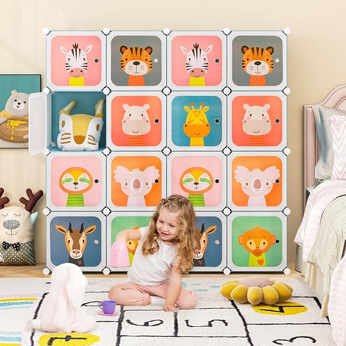 HONEY JOY Kids Wardrobe Closet, Baby Cartoon Clothes Storage Organizer - Image 2