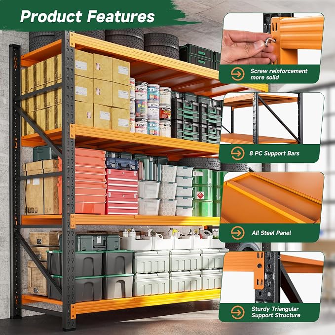 Letaya 6000LBS Heavy Duty Storage Shelves, 4 Tier Large Tall Industrial Shelving - Image 5