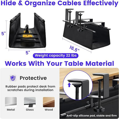 Under Desk Cable Management Tray, Clamp-On Cord Organizer，No Drilling Required - Image 4