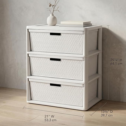 Wide 3 Drawer Storage Tower Plastic Organizer Cart - Image 2