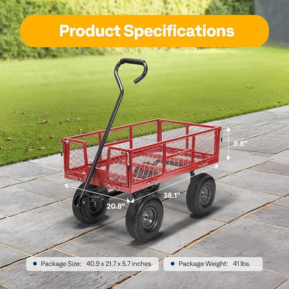 VIVOHOME Heavy Duty 880 Lbs Capacity Mesh Steel Garden Cart Folding Utility - Image 3