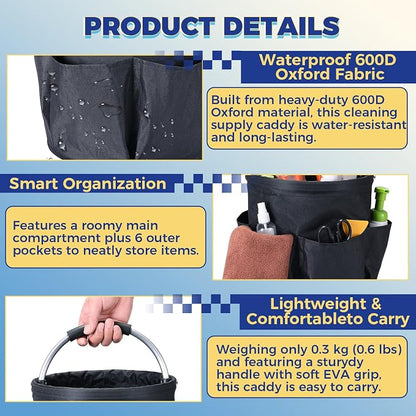 NATGAI Cleaning Caddy with Handle, 17L Foldable Cleaning Supply Caddy, Portable - Image 3