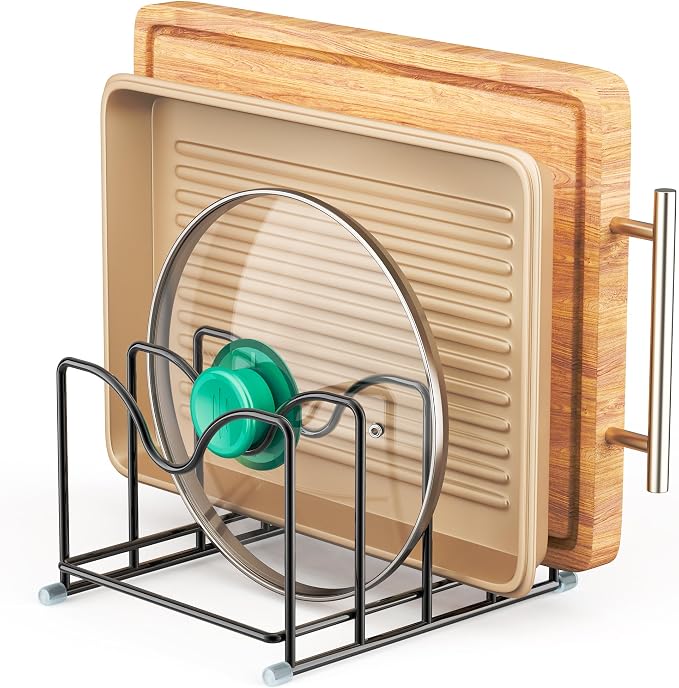 Pot Lid Organizer Rack, 1.6in Wide Cutting Board Organizer by PLUVON