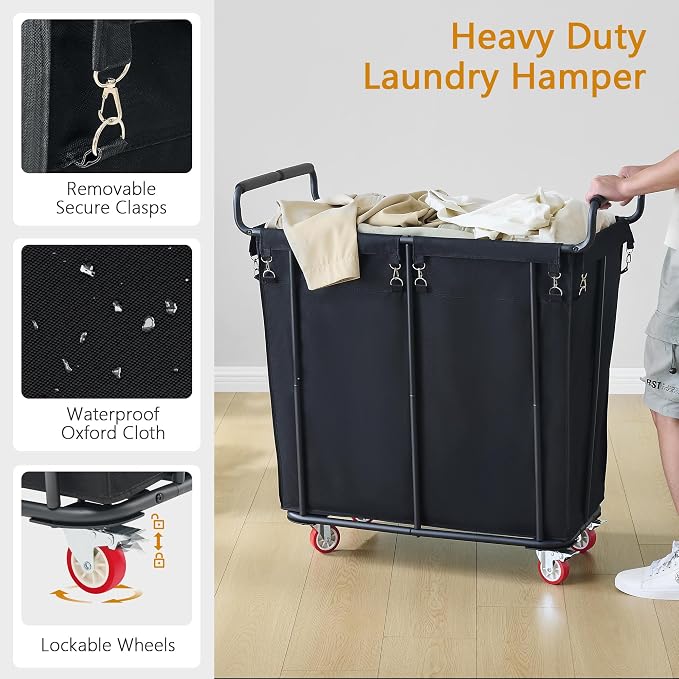 Large Laundry Hamper with Wheels, 360L Rolling Big Laundry Basket - Image 4