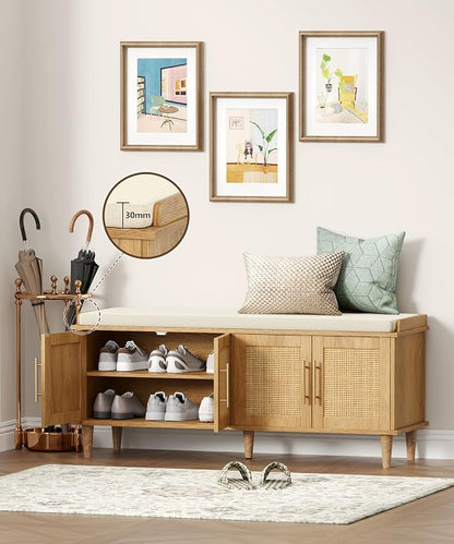 Akxomel Rattan Shoe Storage Bench - Image 5