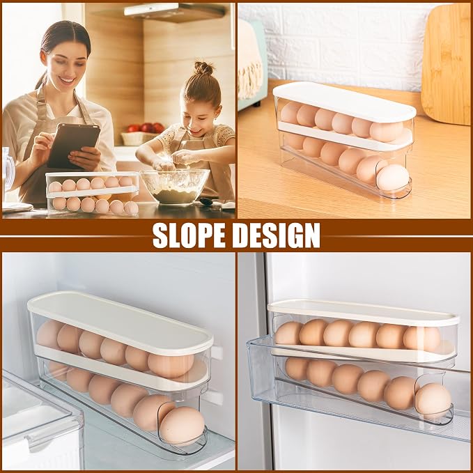 WACOI Auto Rolling Fridge Egg Organizer, Space Saving Eggs Dispenser - Image 8