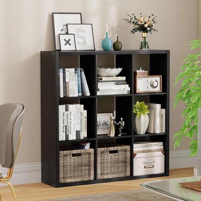 9 Cube Storage Organizer, Wooden Cube Shelf Bookcase by JPIZISO