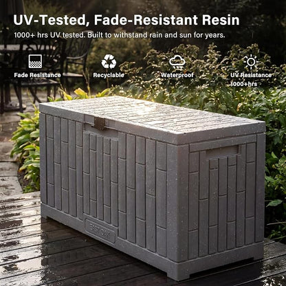 EAST OAK Outdoor Storage Box, 80 Gallon Deck Box, Waterproof Resin Storage Bin - Image 3