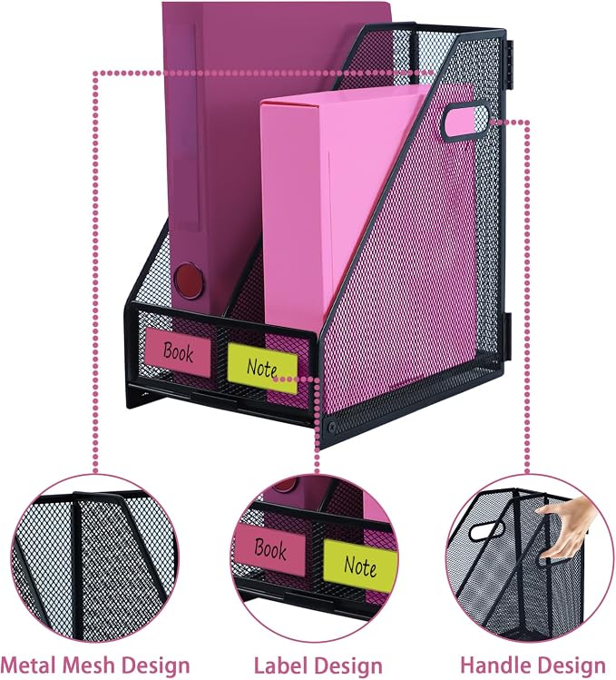 Desk Organizers, Metal Magazine File Holder - Image 3