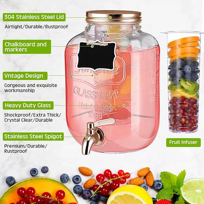 Lallisa 2 Pcs 2 Gallon Glass Drink Dispenser - Image 3