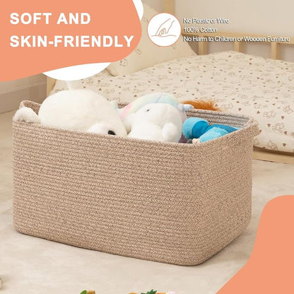 65L Large Storage Basket, Cotton Rope Woven Blanket Basket, Toy Storage - Image 6