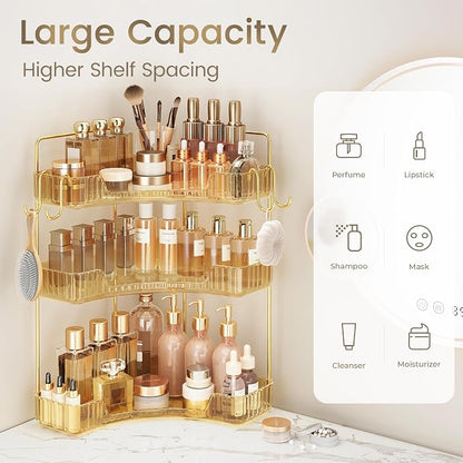 Golden 2-Tier Corner Bathroom Organizer, Countertop Storage Shelf - Image 5