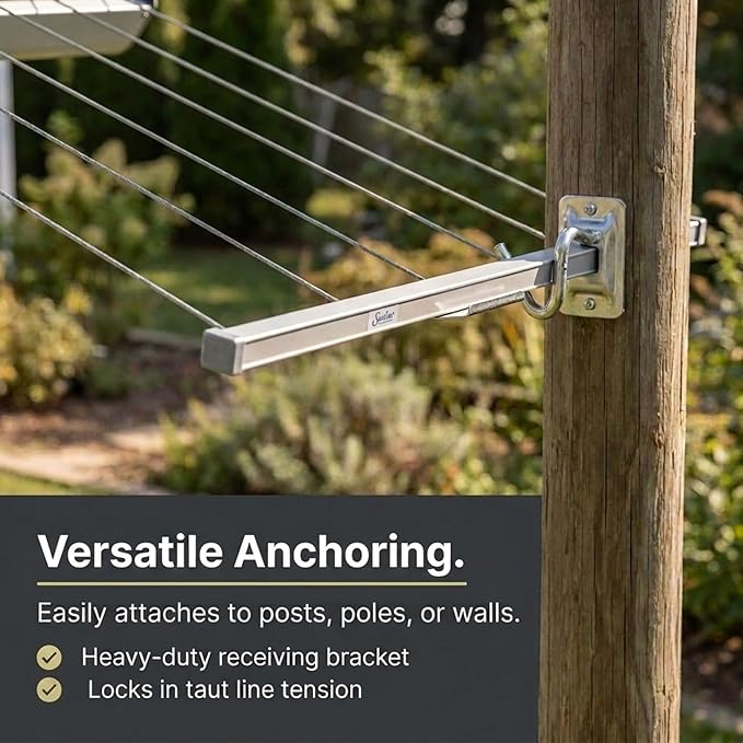 Household Essentials Steel and Aluminum 5‑Line Retractable Wall‑Mounted Dryer - Image 5