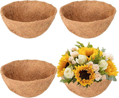 4 Pack 20 Inch Hanging Basket Coco Liners Replacement, 100% Natural Round by Legigo