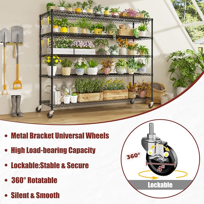 PrimeZone 5 Tier 80.7"H x 55.5"W x 24"D Wire Shelving - Image 9