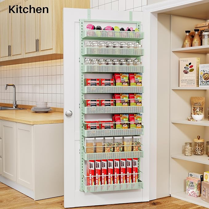 SNTD 8 Tiers Over the Door Organizer, Height Adjustable Spice Rack, Dense Mesh - Image 8