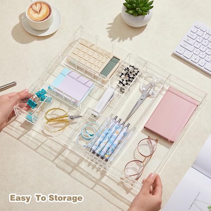 Acrylic Drawer Organizer Clear Desk Drawer Organizer Trays - Image 5