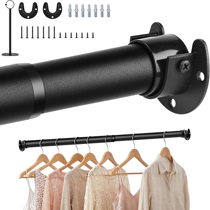 Adjustable Closet Rod for Hanging Clothes, 17-84inch Heavy Duty Metal tension by Unknown