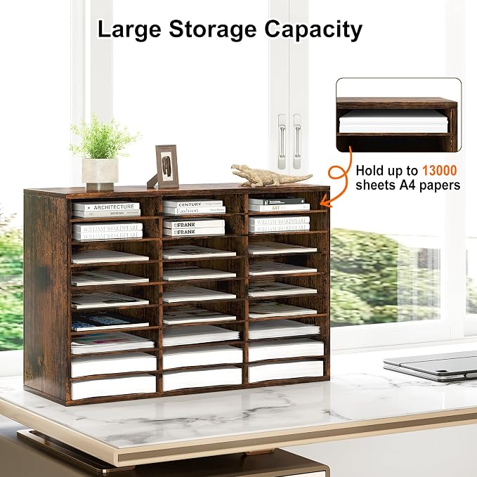 Literature Organizer 27 Slots Wooden Mailboxes - Image 6