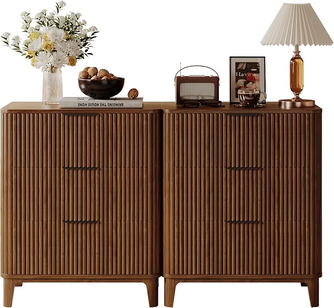 3 Drawer Fluted Dresser for Bedroom, Modern Closet Dressers Chest of Drawers - Image 9