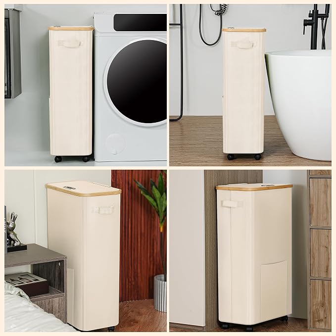 Laundry Basket with Wheels, Dirty Clothes Hamper on Wheels, Rolling Tall - Image 7