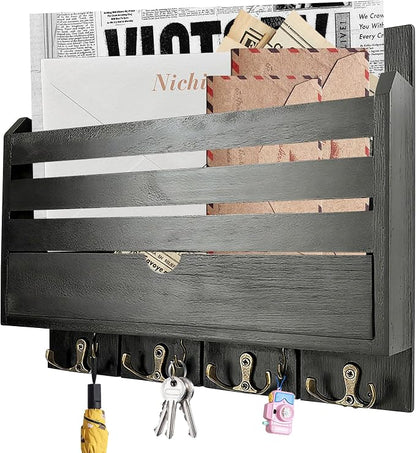 Black Wall Key Rack Multi Hooks Entryway Storage Box | Entryway Wall Decor Key by Unknown