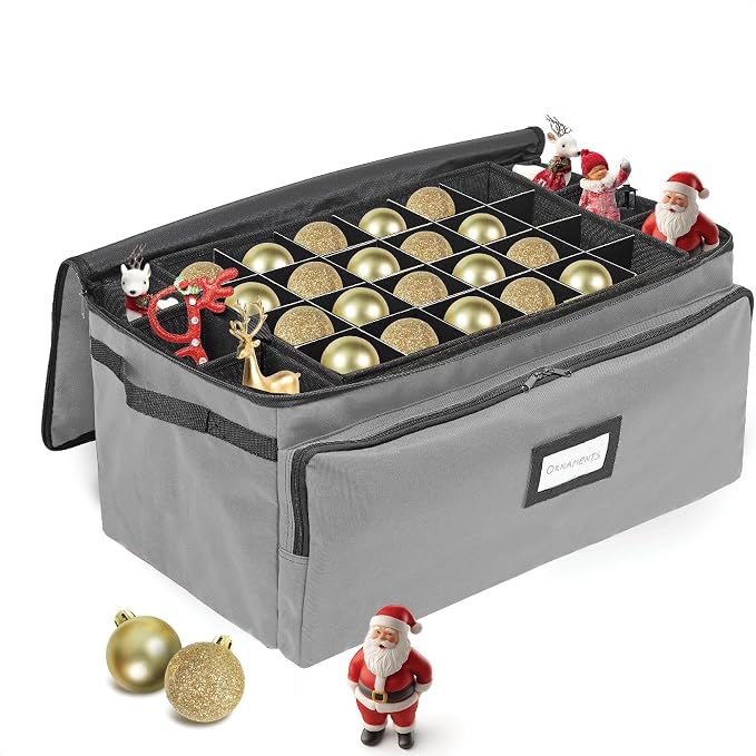 Premium Christmas Ornament Storage Box – Holds up to 72-3” Ornaments + 6 Side by HOLDN%E2%80%99STORAGE