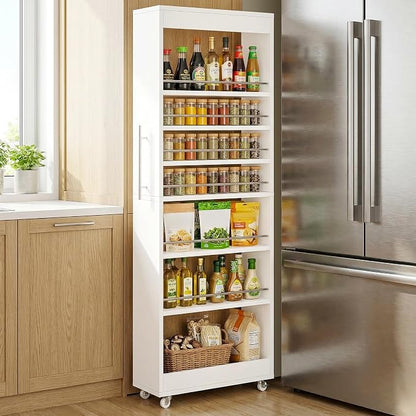 Tribesigns 73" Tall Slim Storage Cart on Wheels, 7-Tier Narrow Pantry Cabinet by Unknown