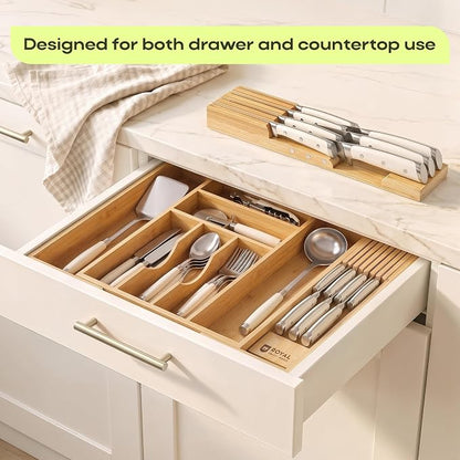 Drawer Organizer for Kitchen Organization – Expandable Bamboo Silverware Drawer - Image 4