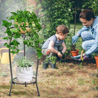 THKFUL Metal Plant Stands Indoor Outdoor, 2Tier Tall Potted Plant Stand Plant - Image 4