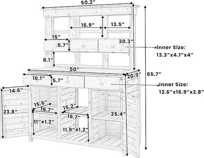 Merax Outdoor Potting Bench, Large Horticulture Work Table Workstation - Image 2
