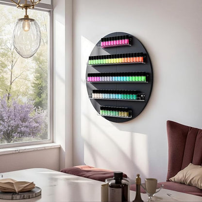 Wall Mount Nail Polish Organizer, Wood Nail Polish Rack w/Acrylic Barrier - Image 5