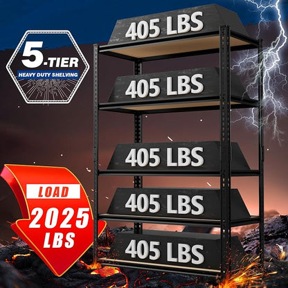 2025LBS Storage Shelves Heavy Duty 5 Tier Garage Storage Shelves, Adjustable - Image 4
