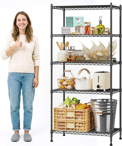 Romorgniz 5-Tier Adjustable Wire Shelving, Kitchen Pantry Garage | Heavy duty by Romorgniz