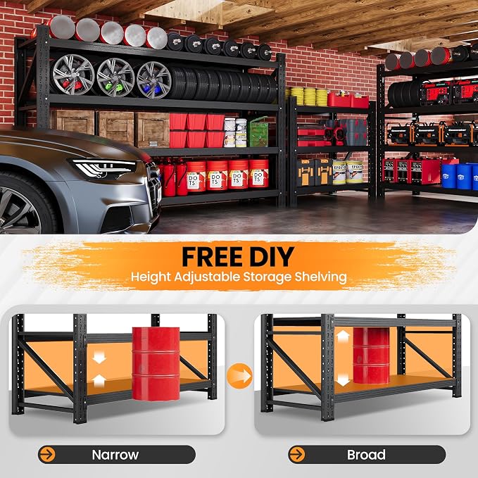 79”W Garage Shelving Heavy Duty, 7000LBS Metal Storage Shelves, 24” Deep - Image 3