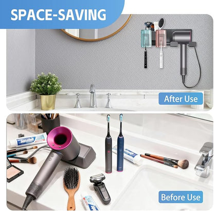 Hair Dryer Holder Wall Mounted Adhesive/Drilling, Hair Dryer Storage Organizer - Image 2